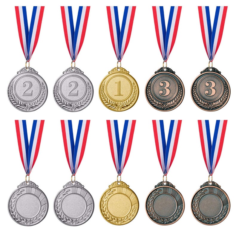 Favide 12 Pieces Gold Silver Bronze Award Medals-Winner Medals Gold Silver Bronze Prizes for Competitions, Party,Olympic Style, 2 Inches - Image 3
